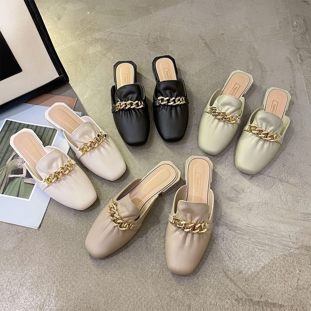 Yeppo  - SEPATU SLOP FLAT KARET JELLY WANITA SEPATU SANDAL WANITA MODEL KERUT EMPUK