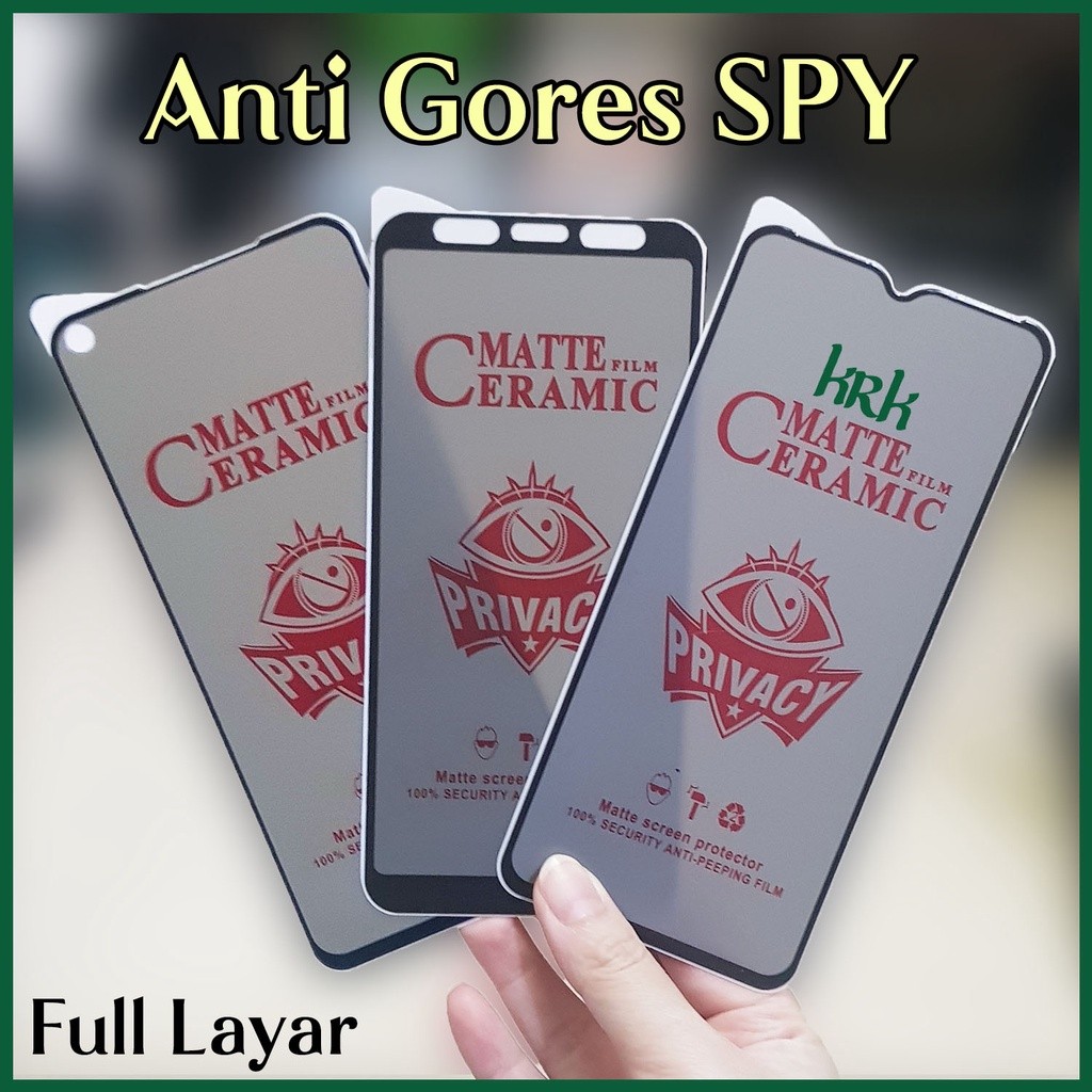SPY Anti Kepo Full Layar Luna V6 / G5 X Pro Anti Gores Pelindung HP Hitam Gelap Privasi Matte Privac