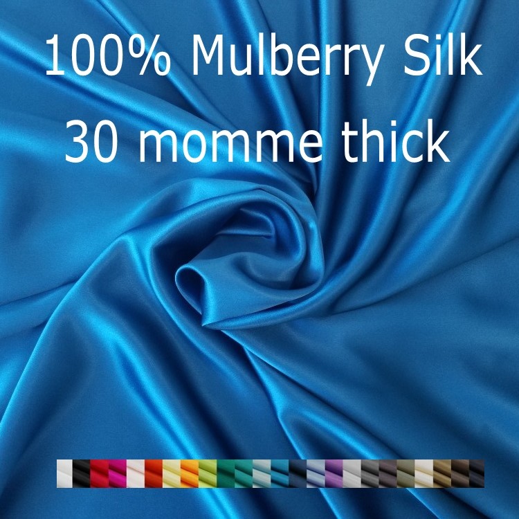 1 meter 100% Mulberry Silk 30 momme Heavy Charmeuse  Silk Fabric solid colors 112cm 44" wide by the 