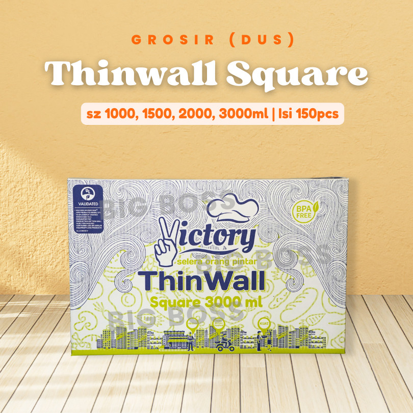 [GROSIR] Thinwall Square Mika Makanan 1000ml 1500ml 2000ml 3000ml | Wadah Plastik Food Grade Caterin