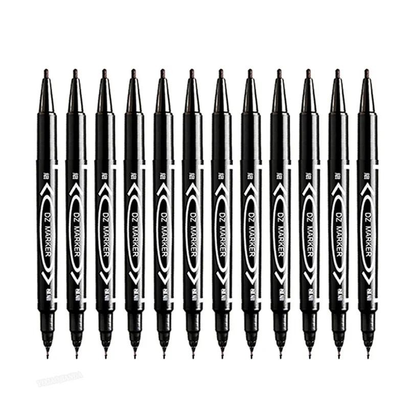 

12pcs/Set Small Double Headed Marker Pen Oily Permanent CD Art Black Red Blue 0.5 Thick Nib 1.0 Paper Steel CD Glass Sketchbook