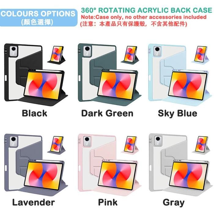 Casing Compatible For Lenovo Xiaoxin Pad 11 Inch 2025 Case 360 Rotating Acrylic Crystal With Slot Pe