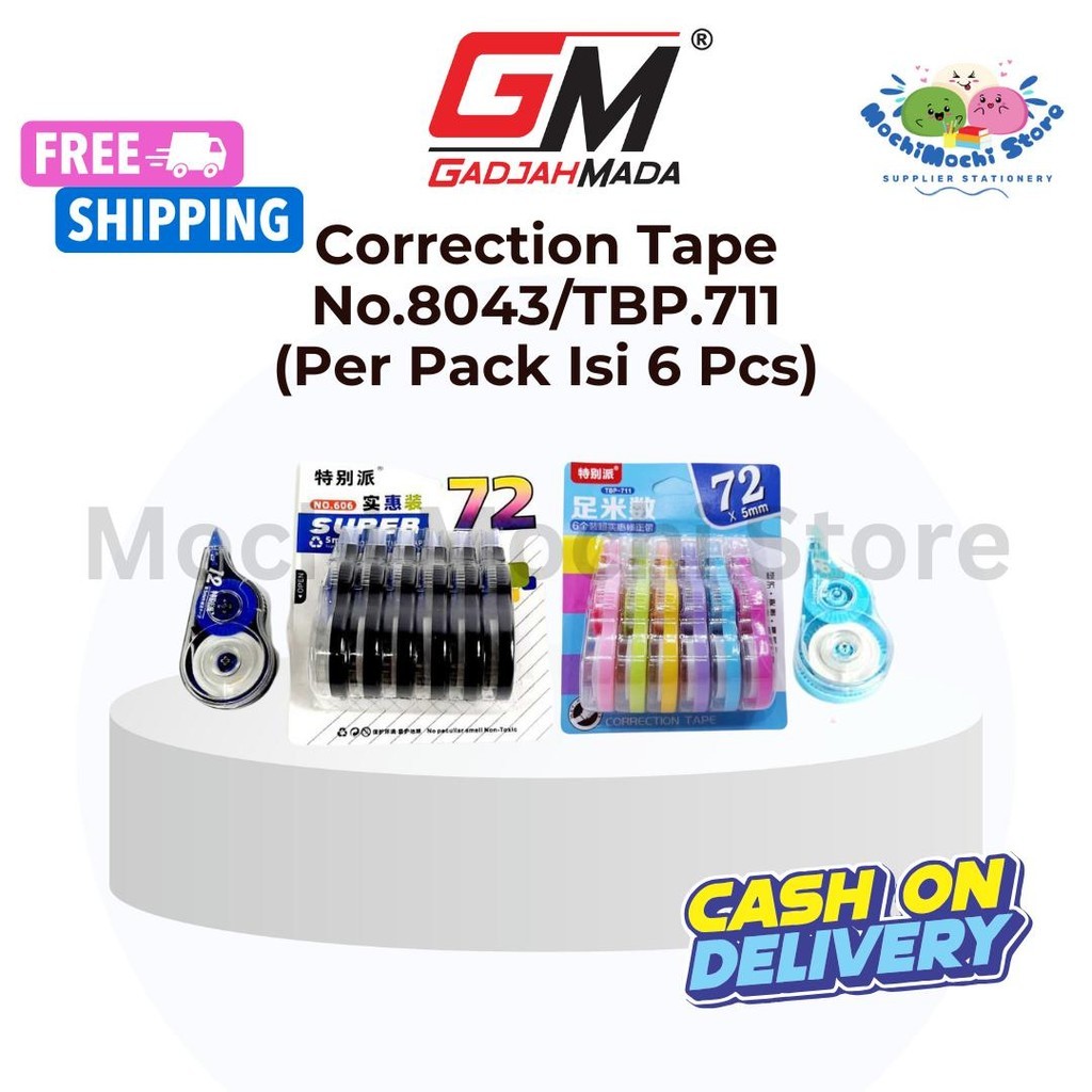 

Correction Tape Kertas Besar No.606/TBP.711 | Correction Tape 72m | Tipex | Tipx | Correction Tape Kertas