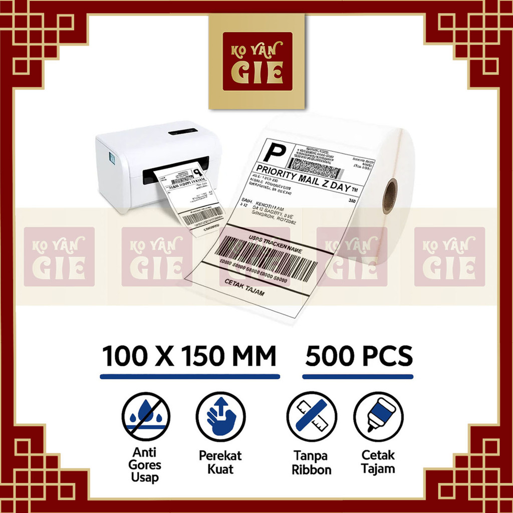 

Kertas Thermal Label Stiker 1Rangkap 100mm x 150mm Semi Coated 1Roll V1