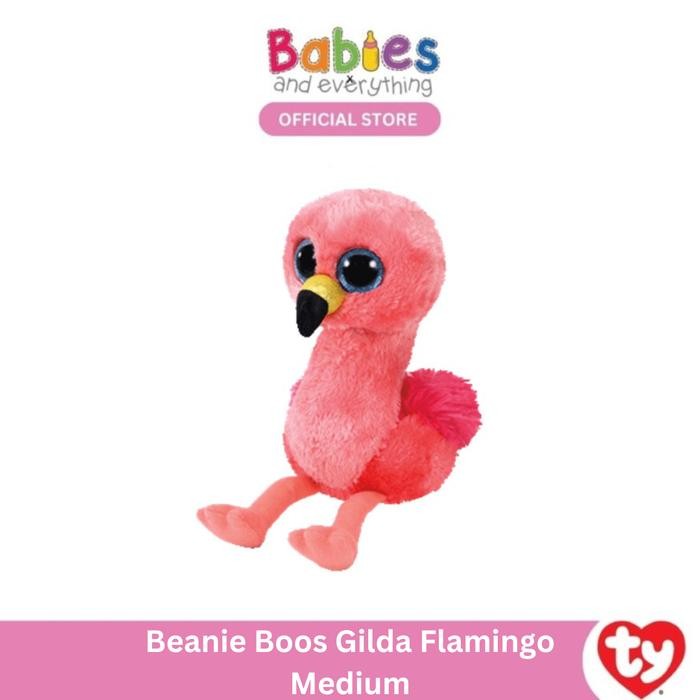 TY Beanie Boos Gilda Flamingo (Medium) - Boneka Burung Flamingo