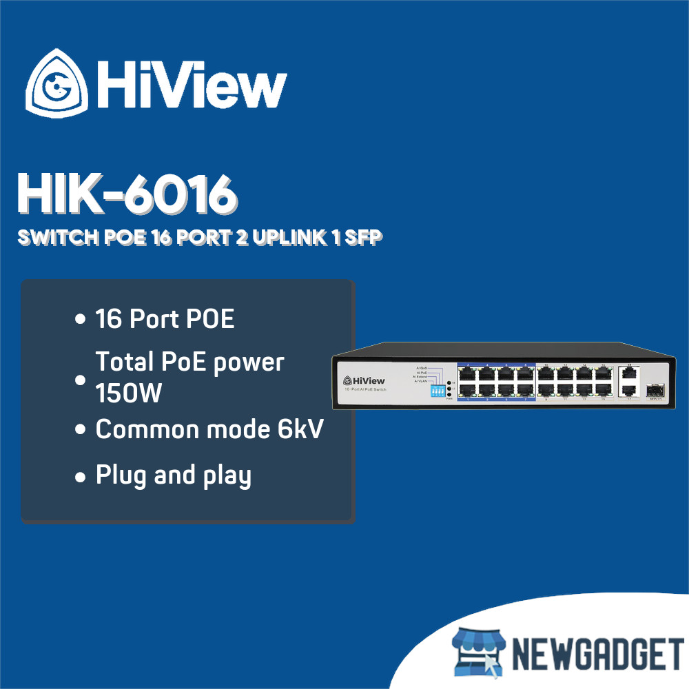 HIVIEW HIK-6016 SWITCH POE 16 PORT 2 UPLINK 1 SFP