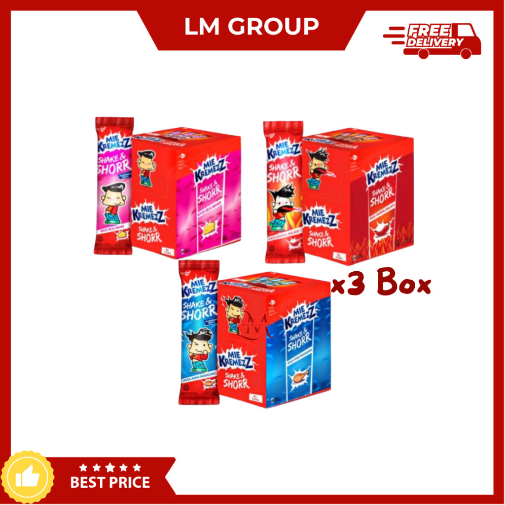

Bakaranandia - Mie Kremezz Shorr Rasa Ayam/Keju/Balado 3 Box - Snack Grosir 20+1 X16G