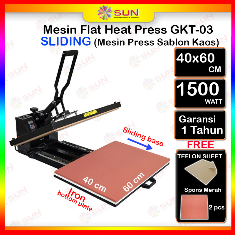 

Mesin Press Sablon Kaos Digital Premium GKT-03 40x60 untuk Kaos, Bag, Puzzle, Plat Aluminium, Bantal ( DTG, DTF, Polyflex, Sublime, Transfer Paper, Platisol, Rubber )