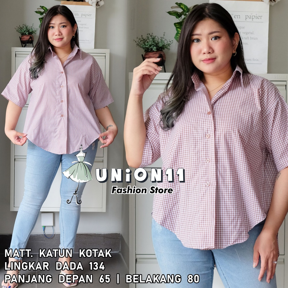[𝗗𝘆𝗻𝗮𝗿𝗮]  KEMEJA JUMBO XXXXL WANITA LD 130 /  ATASAN JUMBO WANITA LD 130 / KEMEJA WANITA JUMBO LD 13