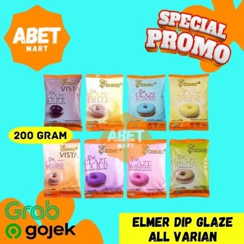 ELMER DIP GLAZE VISTA 200Gr Semua Rasa - 200 Gr Gram Dark Coklat Cokelat Taro Tiramisu Green Tea All