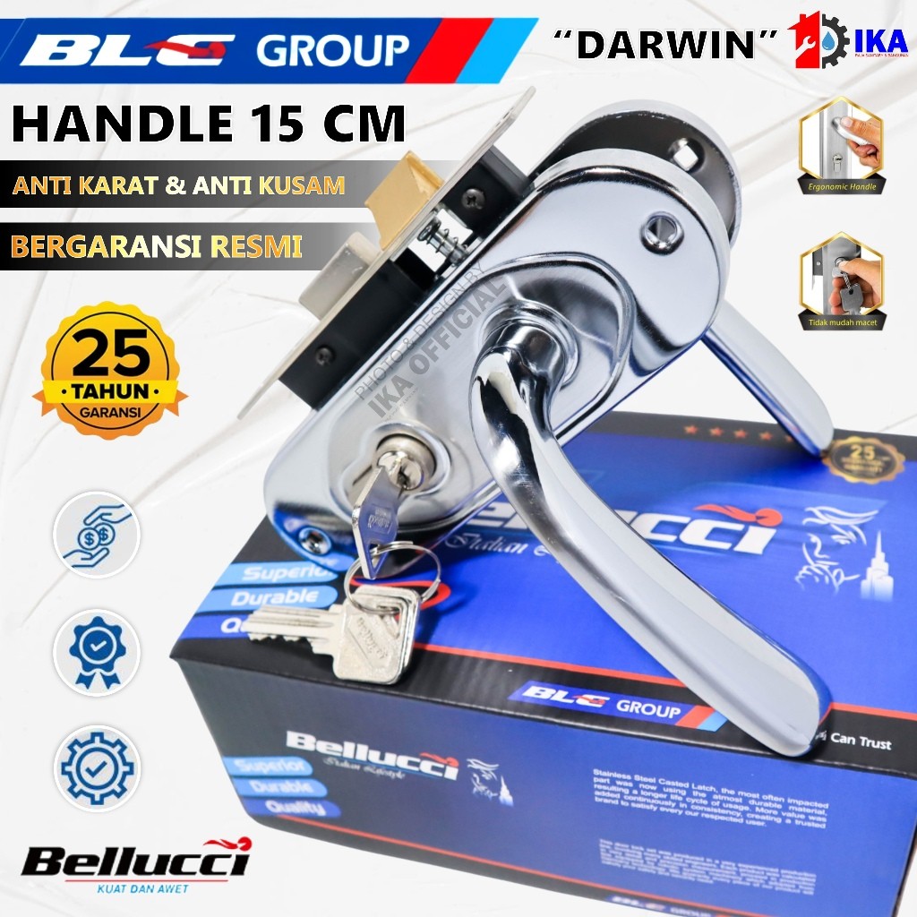 Kunci Pintu kecil Silinder Bellucci Darwin NP l Gagang Rumah l Handle Full Set I Kunci pintu kamar 1