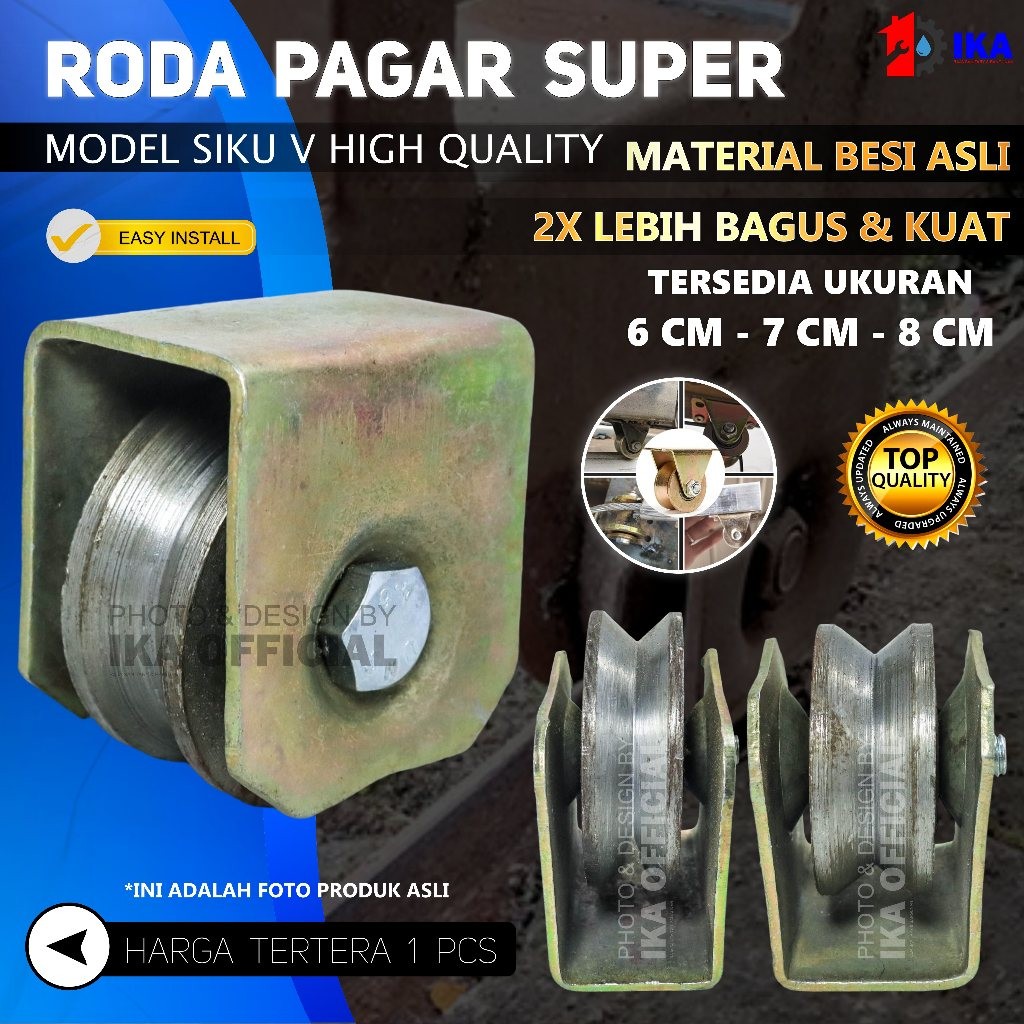 Roda Tipe V Siku / Roda pagar besi as 6cm 7cm 8 cm roda pintu gerbang / Roda Pintu Besi Super/AS // 