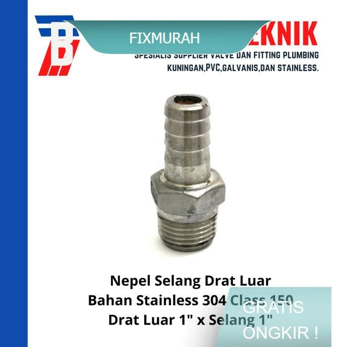 Nepel Selang Stainless (SUS) 304 Drat Luar 1" x Selang 1"