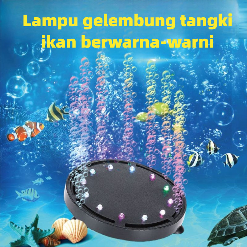 Lampu LED Akuarium Aerator Gelembung Warna-Warni Hemat Energi