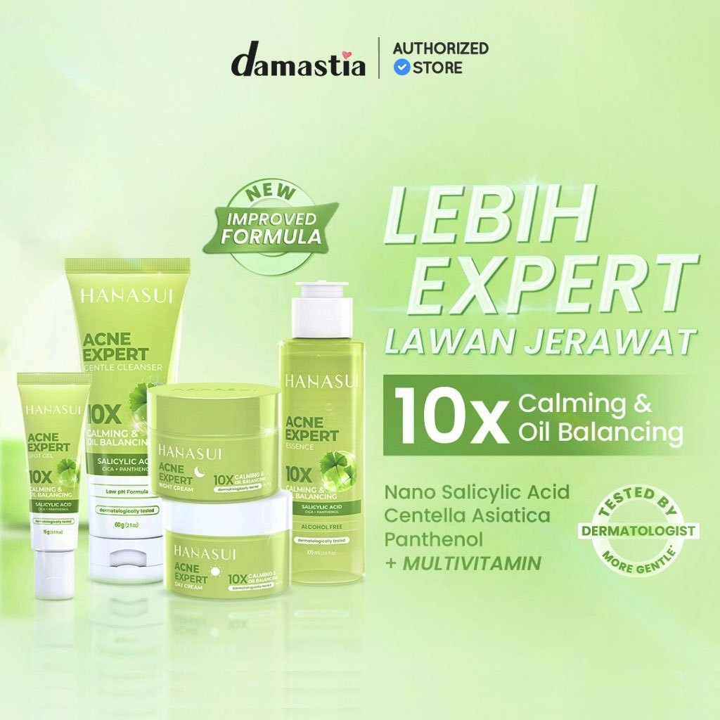 Hanasui Acne Expert Paket Lengkap - Cream Spot Gel Krim Siang Malam Jerawat