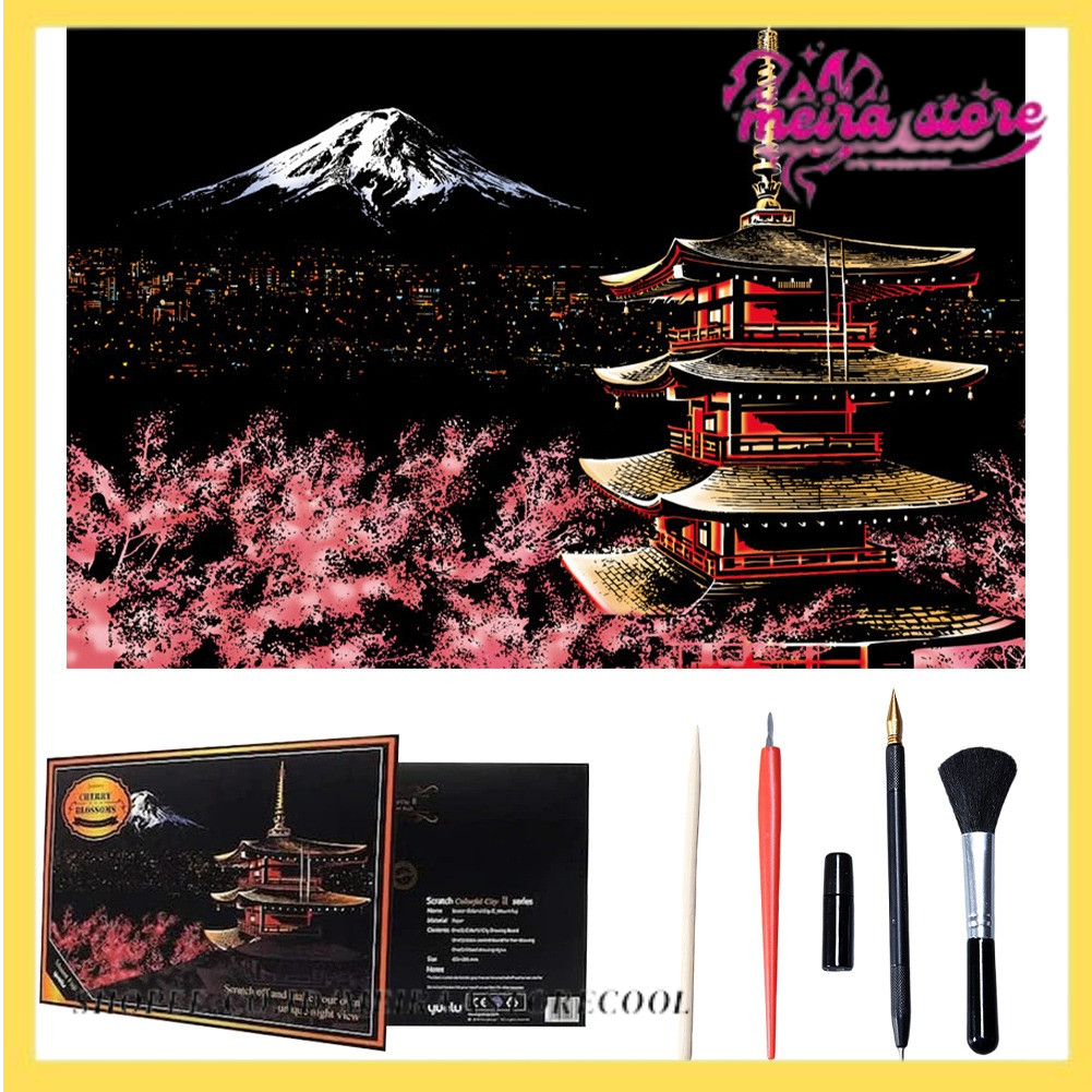 

Scratch Art Painting Toy Engraving Art Set for Adults with Tools Kit DIY Night View Scratchboard Gift For Kids Adults Xmas Gifts