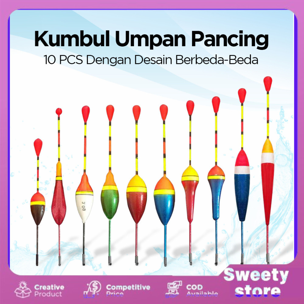Pelampung Umpan Pancing Fishing Bobber 10PCS Pelampung Pancing  Kumbul Pancing Kayu-COD