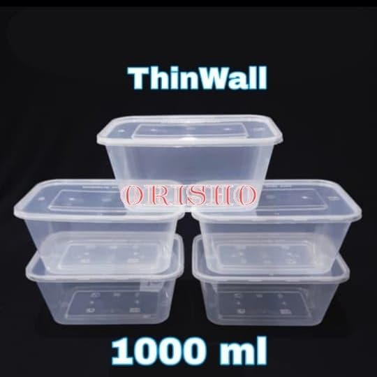 kotak plastik 1000 ml [25 pcs] Thinwall | kotak bening | box plastik