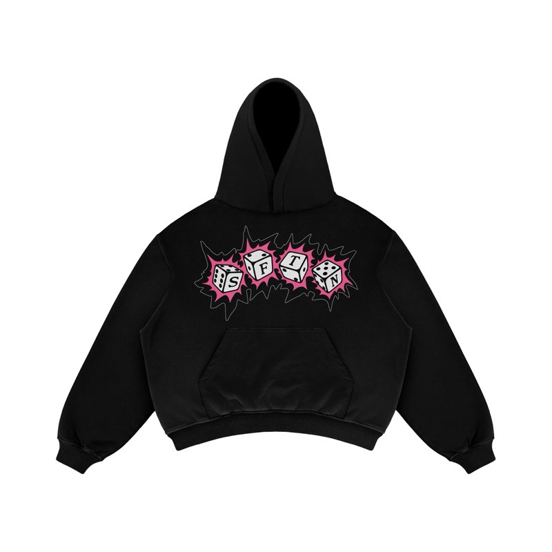 Satisfaction Hoodie Boxy 375GSM - DICE Puff Black