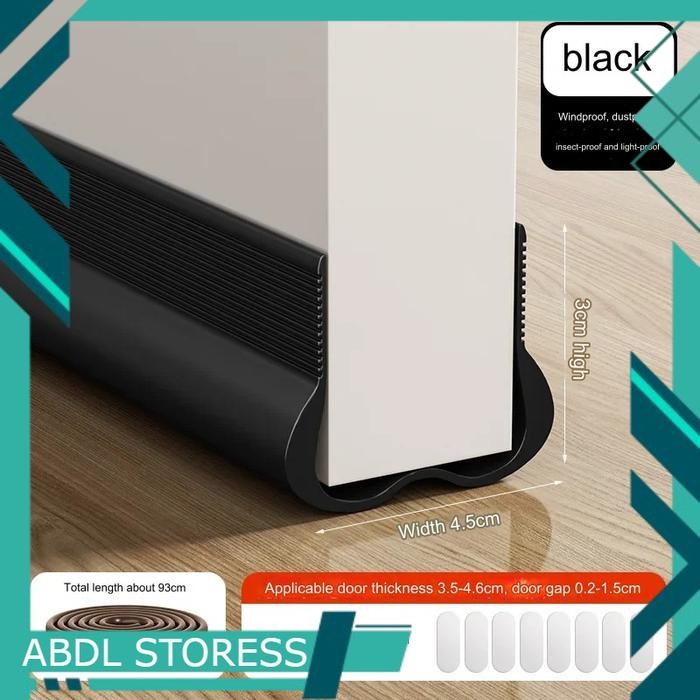 Penutup Celah Bawah Pintu Rumah Lis List Karet Tutup Lubang Penghalang Debu Serangga Kecoa - Hitam