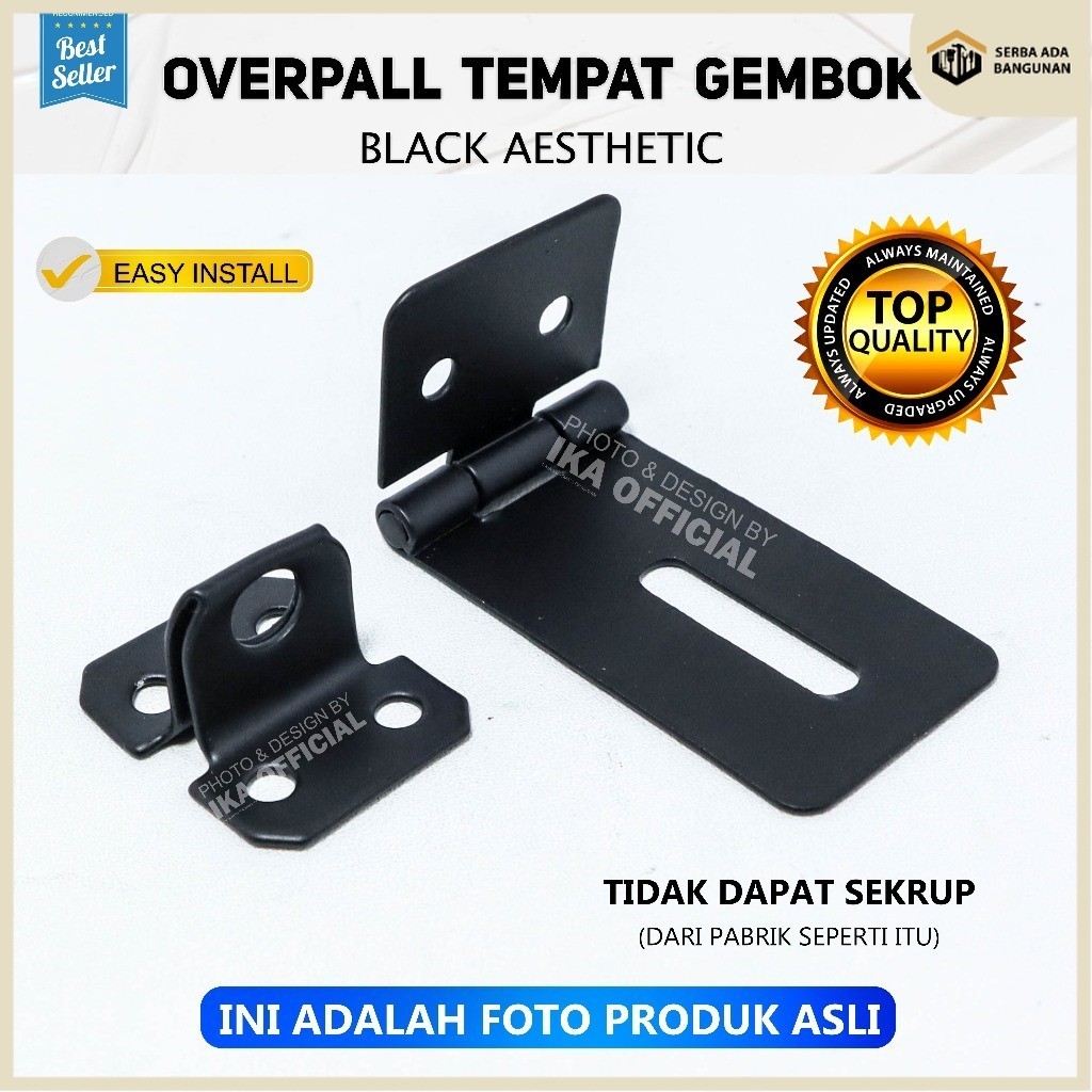 SAB OVERPALL HITAM TEBAL STAPLES / HASPS / TEMPAT GEMBOK/ CANTELAN GEMBOK / GRENDEL OVERVAL OVERVAL 