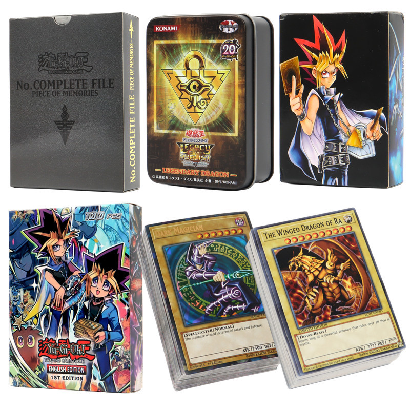 66-148PCS Yugioh Cards with Tin Box Yu Gi Oh Card English Holographic Golden Letter Duel Links Game 