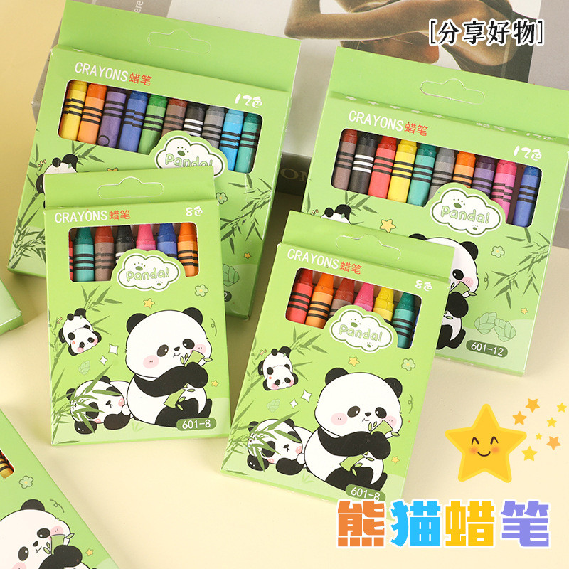 

8/12 Colors Cartoon Panda Multi-Color Crayons Creative Gift Students ildren Painting Stationery Washable Oil Painting Stick