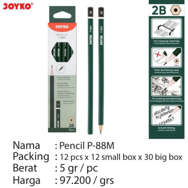 

Pensil 2b Joyko P.88M ( 1pak/12pcs )