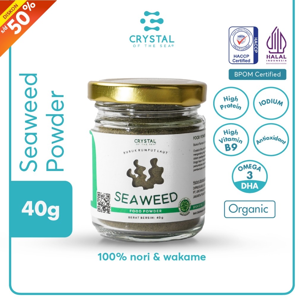 

Crystal of the Sea | Seaweed Powder (40GR) (10GR)/ Bubuk Rumput Laut / Bubuk Nori - Taburan Sup MPASI NON MSG