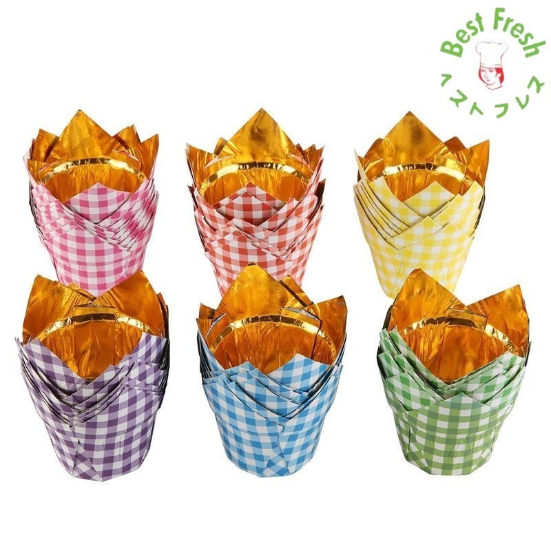 Cup Paper Tulip Gold Metalic Kertas Cupcake Bolu Kukus Tulip Cup Case Baking Paper Cup Muffin