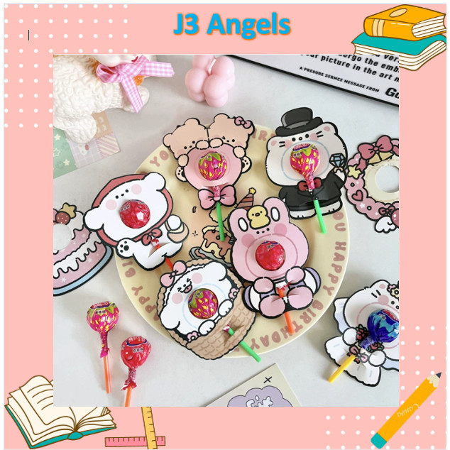 

J3 - Kartu ucapan permen Greeting card lollipop isi 6 pcs kartu bonbon