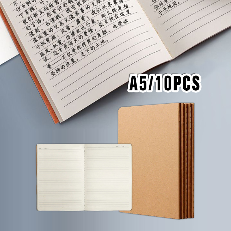 

10pcs Buku Tulis Kraft Sekolah A5 72 Lembar Line Notebook Catatan Jurnal