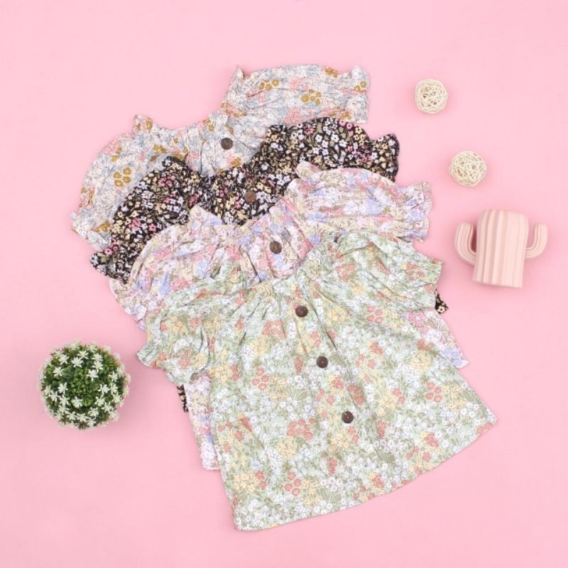 BLOUSE KATUN RAYON PREMIUM FLORA LENGAN PENDEK 3-5 TAHUN