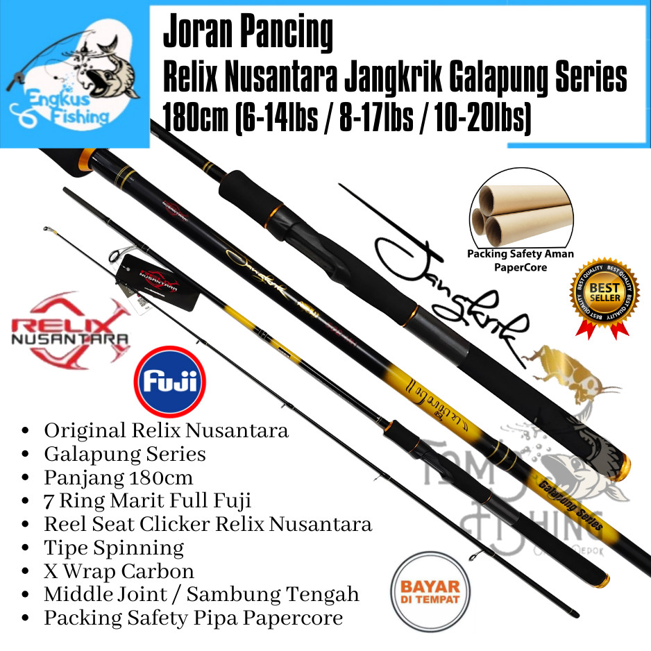 Joran Pancing Relix Nusantara JANGKRIK 180cm Galapung Series (14lb / 20lb) Fuji Carbon Murah - Engku