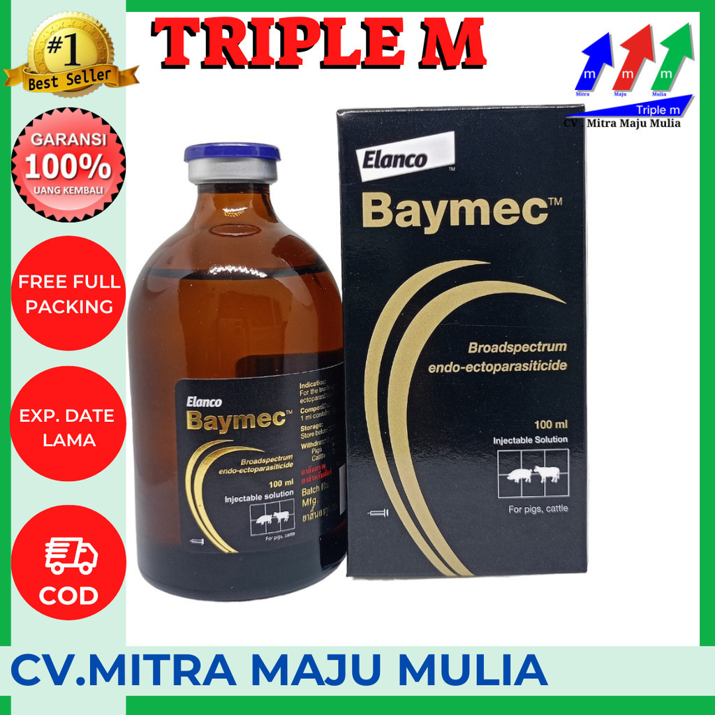 Baymec Ivermectin 100ml Obat Jamur Scabies/Demodex/Antiparasit Untuk Hewan 3M