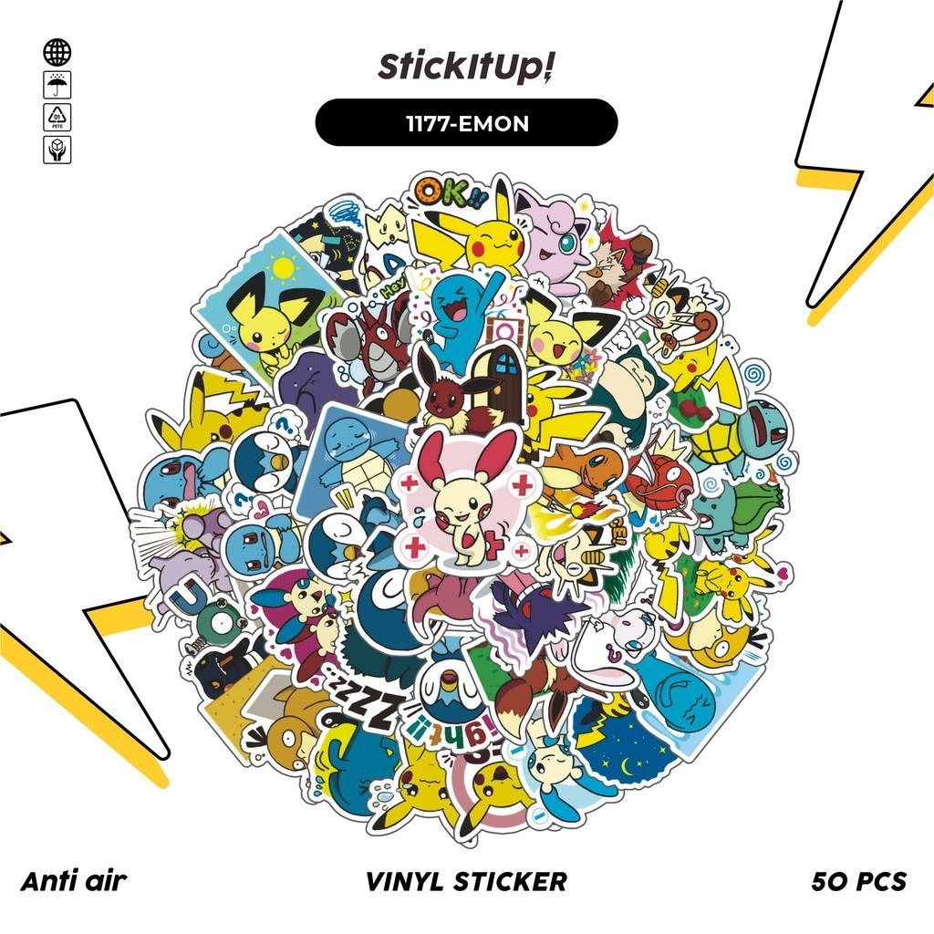 

COD✨ 100 Pcs Stiker Classical Pokémon Anti Air Untuk Dekorasi Notebook Sepeda Skateboard Handphone DIY