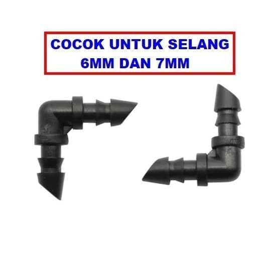 Elbow L 7 mm dan Selang PE 6 Fitting Nepel