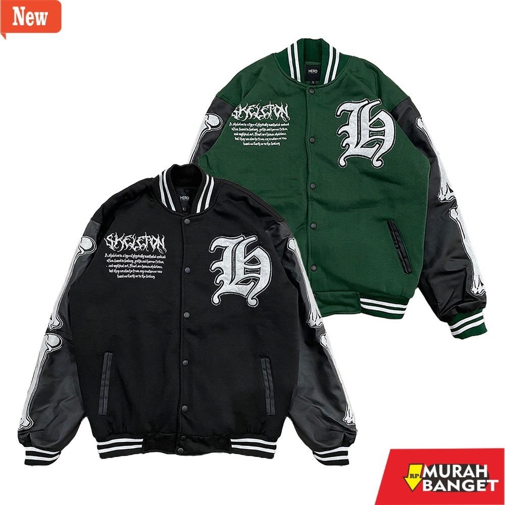 jaket kulit pria garut HRXPRJCT - VARSITY JACKET 'SKELETON'