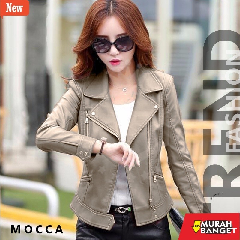jaket kulit wanita hijab Blazer Vintage Kulit Sintetis / Jaket Kulit Wanita