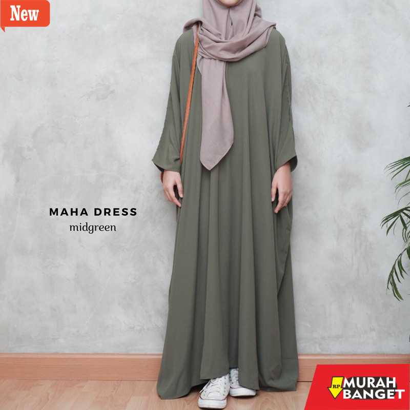 abaya shopee haul 2024 Maha Dress | Abaya | Gamis Polos Jumbo | Kaftan Batwing by Zeaarabic