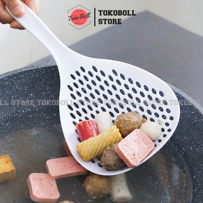 TOKOSANIA Sendok Tirisan Mie Sayur Minyak Gorengan Saringan Serbaguna - Putih
