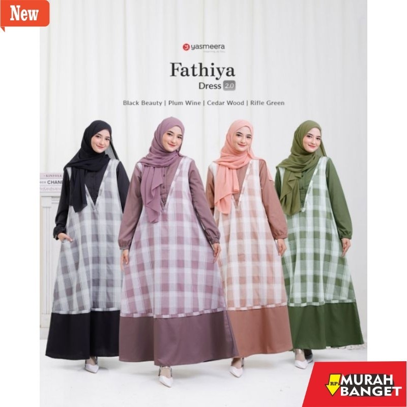 dress wanita kekinian FATHIYA DRESS BY YASMEERA | Gamis Kotak-kotak | | Gamis Katun |