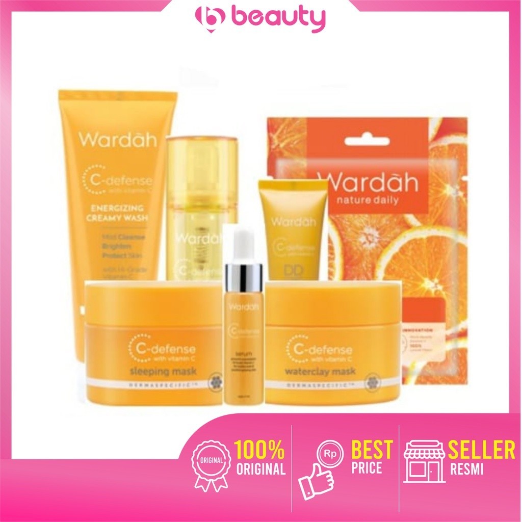 Wardah C Defense SERIES  Creamy Wash  Face Mist  Serum  Clay Mask  DD Cream
