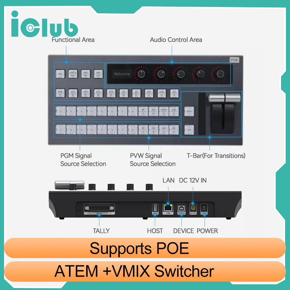 USB/LAN Live Streaming Switcher HD VMIX 12-Channel Digital Broadcasting Streaming Video Mixer vMix &