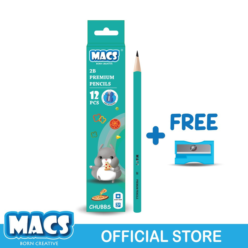 

MACS Pensil 2B Hitam Premium Segitiga CHUBBS Pencil MACS Tringular Free Rautan - Lusinan - SHABQ