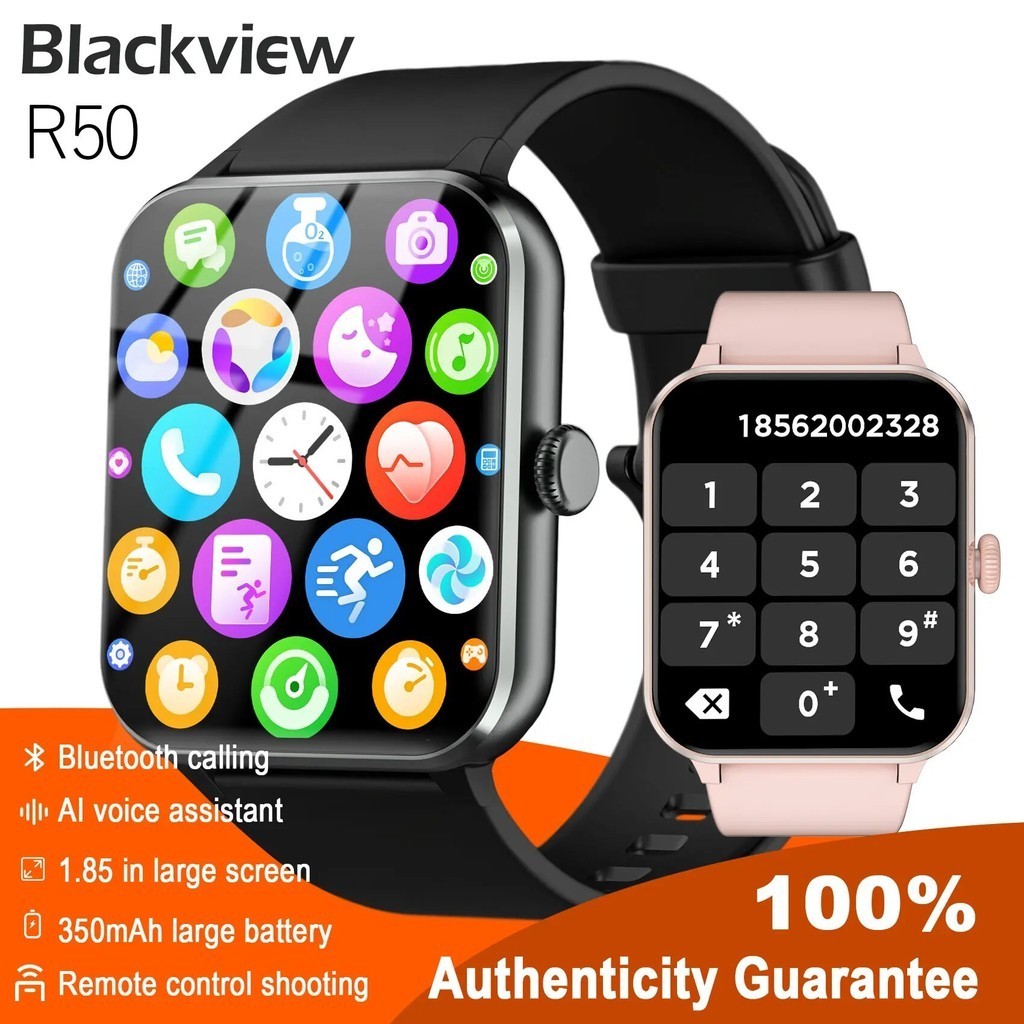 Blackview R50 Smart Watch(Bluetooth Talk),Voice Assistant,1.85",Sweat-proof Aluminium Alloy Face Cas