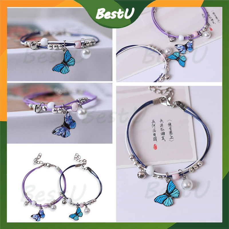 gelang tangan tali korea motif kupu-kupu/ bracelet gelang tangan couple bestie/Kupu-kupu Gelang Tang