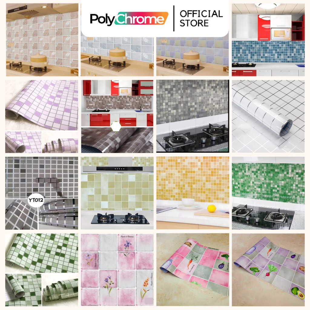 Wallpaper Dinding Glossy Anti Minyak Anti air untuk Dapur / Kamar Mandi / Kulkas Aluminium Foil Taha