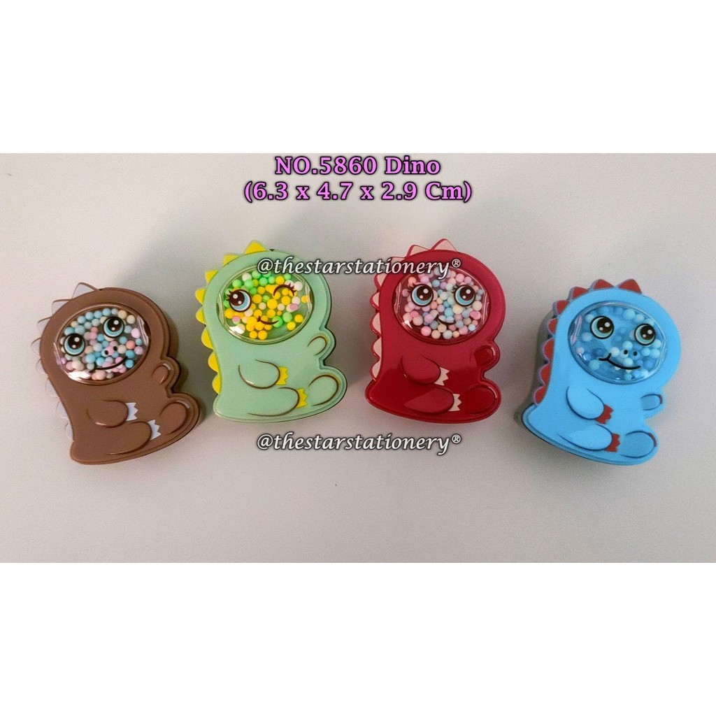 

(1 Biji) Rautan Tabung Xiaolingjing 5860 Dino 2 Holes 6.3 x 4.7 x 2.9 Cm / Serutan Pensil Dino Warna