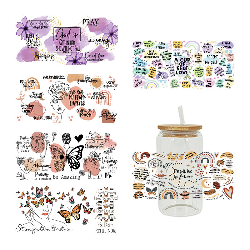 

3D UV DTF Transfers Stickers 16oz Cup Wraps Cartoon Butterfly Printed For DIY Glass Ceramic Metal Leather Etc. D3683